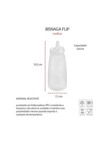 Bisnaga Transparente 520ml Tubo Bico Fino Molho...