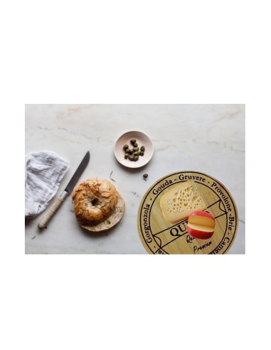 Tabua de Frios Queijos Redonda Bambu Decorada 40cm