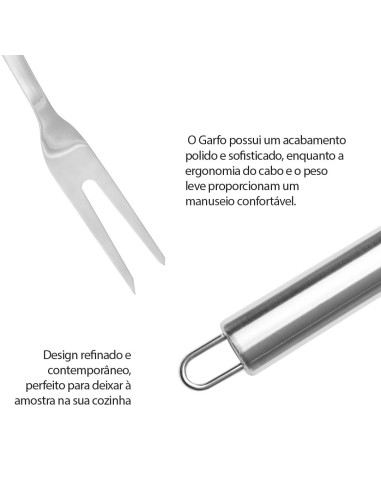 Garfo Cabo Longo Churrasco Inox Profissional 43cm