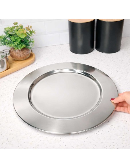 Sousplat Redondo Inox 32cm Mesa Posta Buffet Restaurante 6un