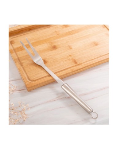 Garfo Cabo Longo Churrasco Inox Profissional 43cm