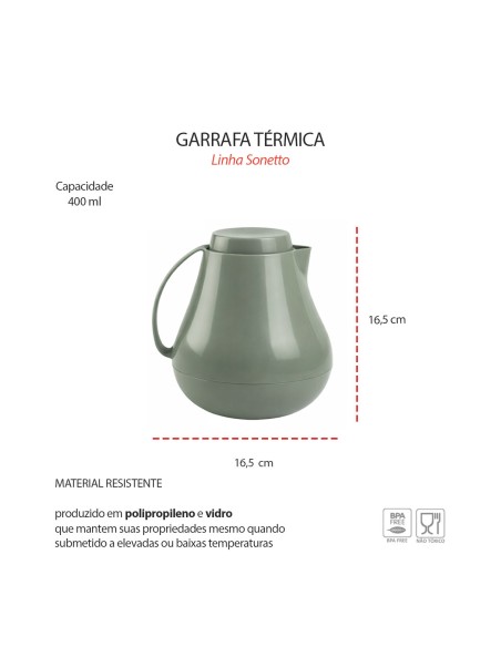 Garrafa Termica Bule Verde Sonetto Cafe Cha 400ml