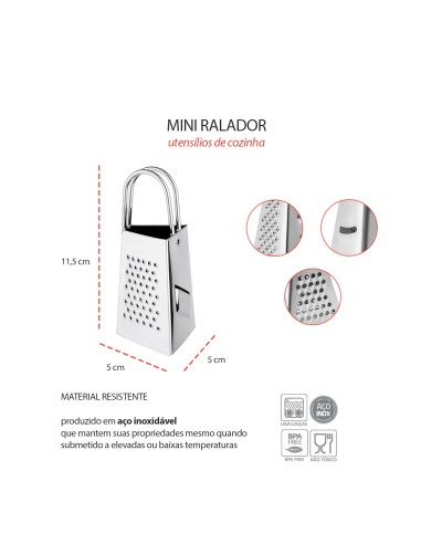 Ralador de Queijo Mini Inox Pequeno 3 Faces...