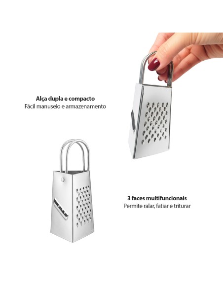 Ralador de Queijo Mini Inox Pequeno 3 Faces Raspas de Limao