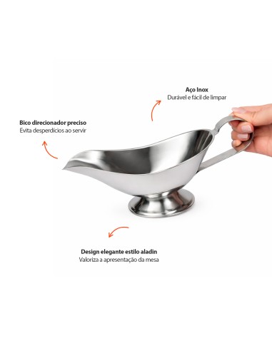 Molheira Porta Molho com Alça Inox 250ml Aladin...