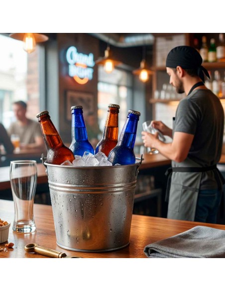 Balde de Gelo Garrafas Aço Inox Grande 6L Restaurante Bar