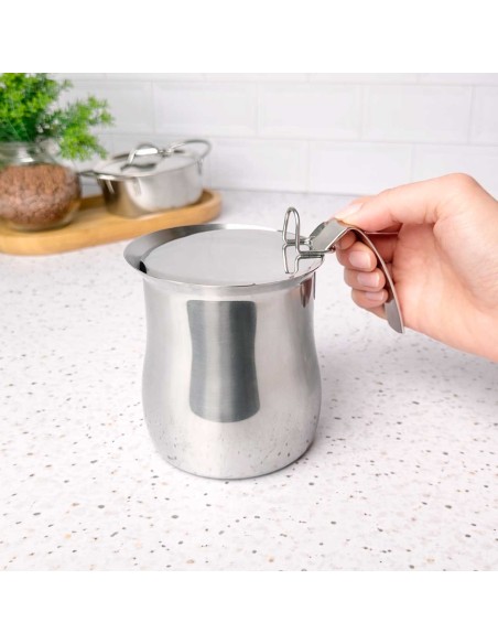 Leiteira Chaleira Bule Tampa Aço Inox Bar Cafeteria 300ml