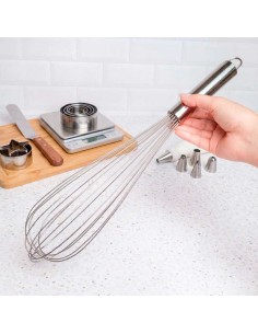 Batedor de Ovos Clara Grande Fouet Inox Profissional 45cm 2