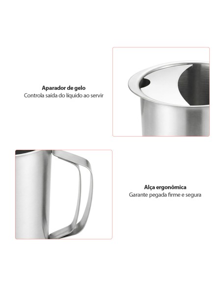 Jarra de Suco Agua Aço Inox Aparador Bar Festa Buffet 1,8L