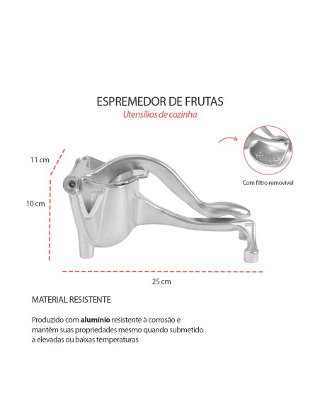 Espremedor de Frutas Manual Grande Laranja Limao Aluminio