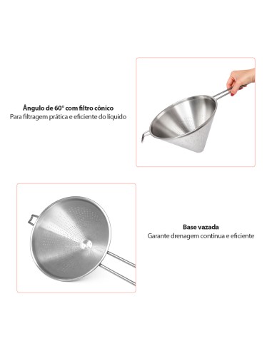 Funil Passador Chinoy Coador Peneira 22cm