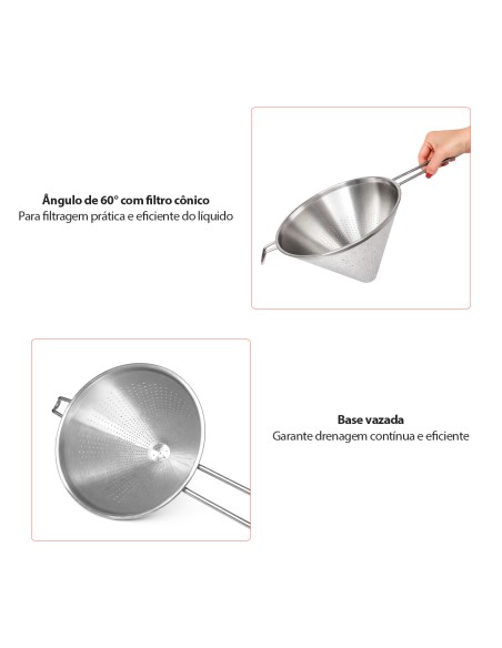 Funil Passador Chinoy Coador Peneira 22cm