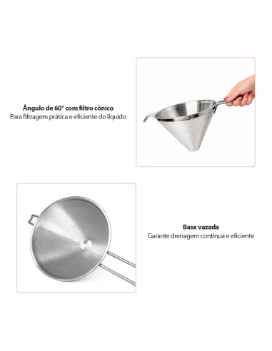 Funil Passador Chinoy Coador Peneira 18cm