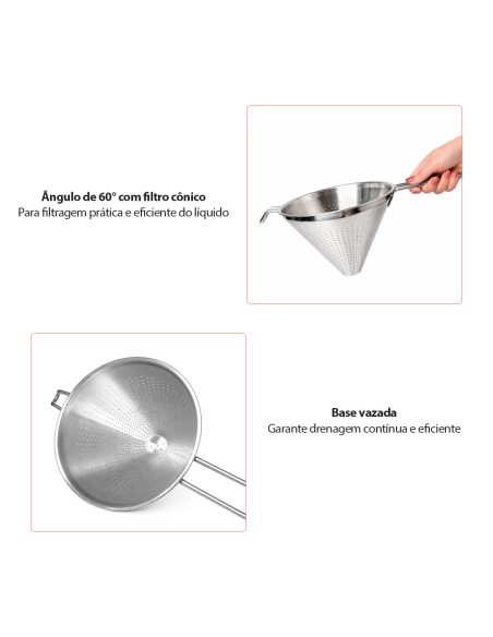 Funil Passador Chinoy Coador Peneira 18cm