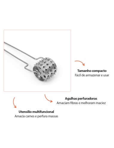 Rolo Amaciador de Carne Furador Manual Culinario