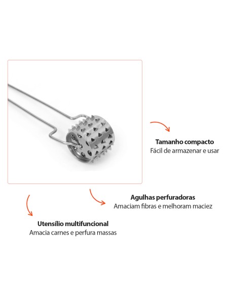 Rolo Amaciador de Carne Furador Manual Culinario