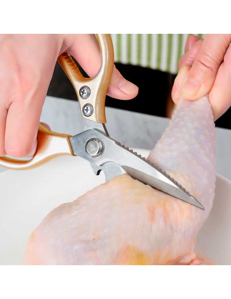Tesoura de Cozinha Descamador Abridor Frango Peixe Dourado