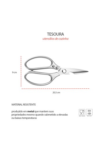 Tesoura de Cozinha Multiuso Descamador Abridor...