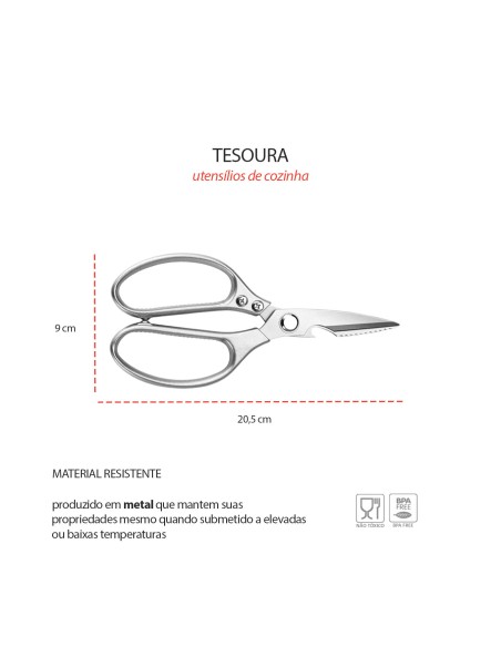 Tesoura de Cozinha Multiuso Descamador Abridor Frango Peixe
