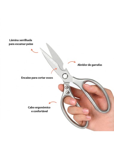 Tesoura de Cozinha Multiuso Descamador Abridor...