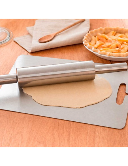 Rolo de Massa Aço Inox Cabo Giratorio Profissional 47cm