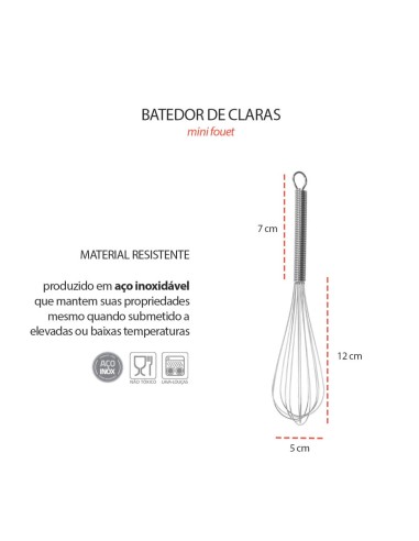 Batedor de Ovos Claras Mini Fouet Inox Fue...