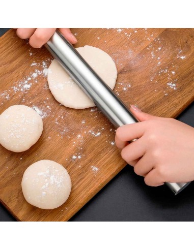 Rolo de Massa Aço Inox Profissional Paes Pizza...