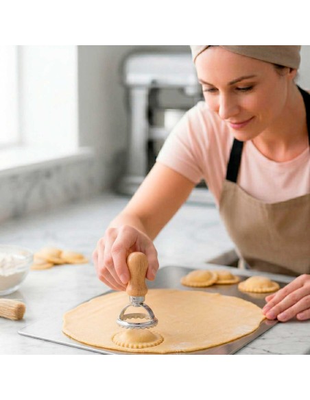 Cortador de Massa Molde Biscoito Ravioli Redondo Madeira