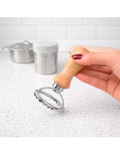 Cortador de Massa Molde Biscoito Ravioli Redondo Madeira 2