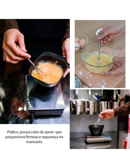 Batedor de Ovos Claras Mini Fouet Inox Fue Cafeteria Bistro