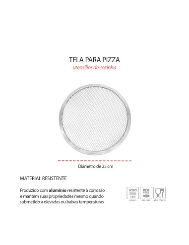 Tela para Pizza Pequena 25cm Perfurada Aluminio...