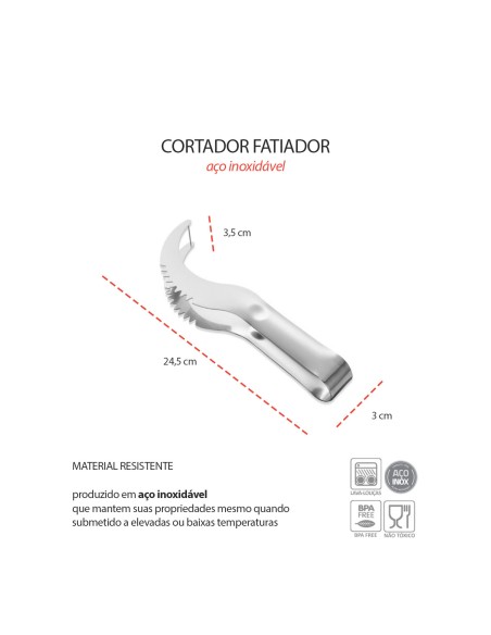 Cortador Fatiador de Melancia Melao Frutas Pegador Aço Inox