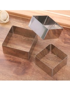 Cortador de Bolo Quadrado Forminha Molde Corte Aço Inox 3un 2