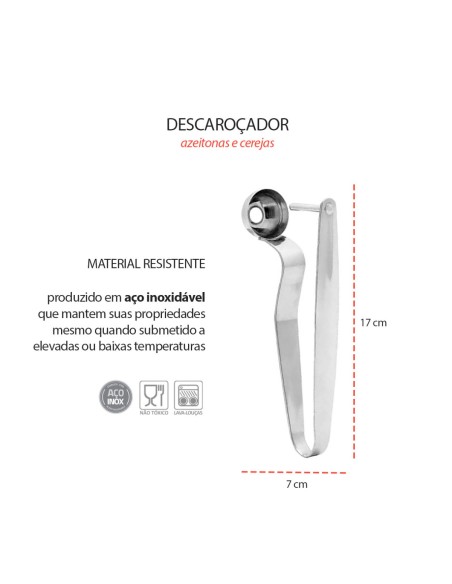 Removedor Extrator Descarocador de Azeitonas Sementes Inox