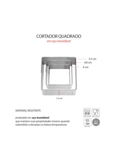 Cortador de Bolo Quadrado Forminha Molde Corte...