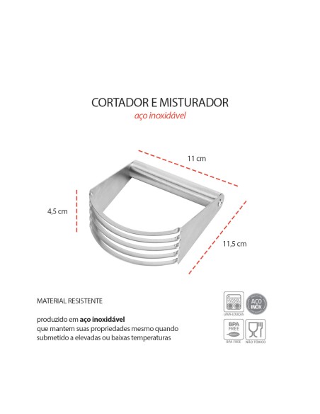 Cortador Misturador de Massa Pastry Blender Inox Pao Torta