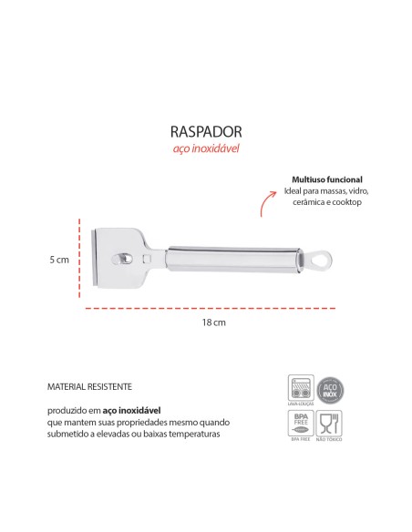 Raspador de Massa Culinario Multiuso Inox Limpar Superficies