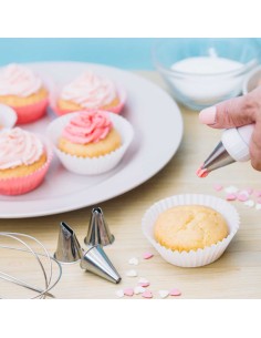 Bicos de Confeitar Bolo Cupcake Adaptador Aço Inox Jogo 8un 2