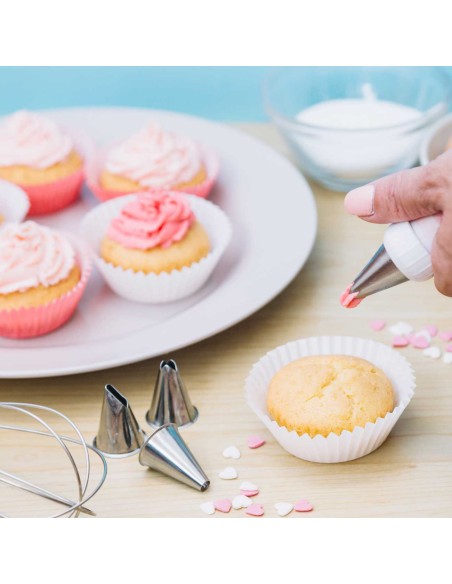Bicos de Confeitar Bolo Cupcake Adaptador Aço Inox Jogo 8un