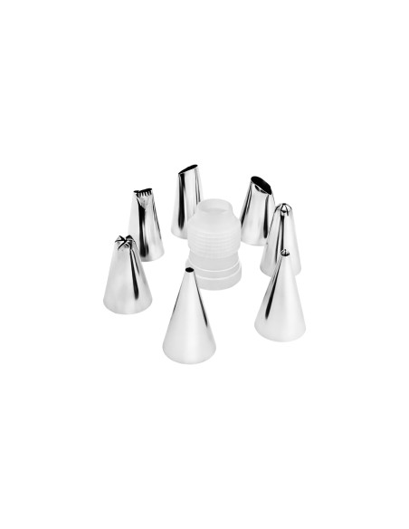 Bicos de Confeitar Bolo Cupcake Adaptador Aço Inox Jogo 8un
