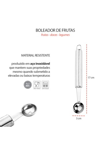 Boleador de Frutas Modelador Cabo Aço Inox
