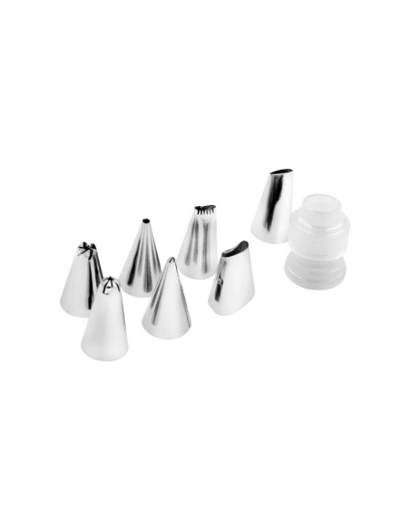 Bicos de Confeitar Bolo Cupcake Adaptador Aço Inox Jogo 8un