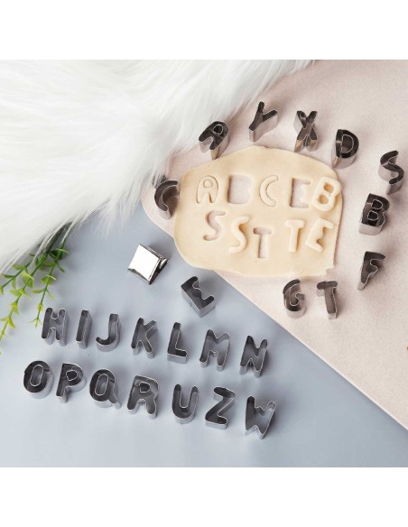 Cortador Bolo Letra Alfabeto Biscoito Confeitaria Inox 26un