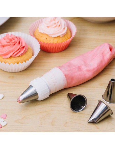 Bicos de Confeitar Inox Adaptador Caixa Bolo Cupcake 26un