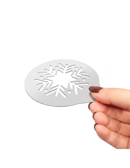 Molde Decorativo Barista Floco de Neve Cafe Leite Aço Inox