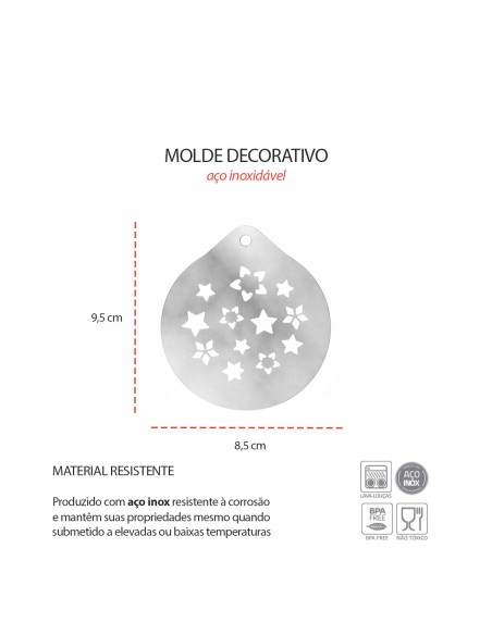 Molde Decorativo Barista Estrelas Cafe Cappuccino Leite Inox
