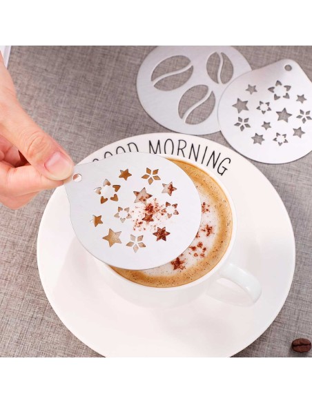 Molde Decorativo Barista Estrelas Cafe Cappuccino Leite Inox