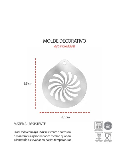 Molde Decorativo Barista Espiral Cafe Cappuccino Leite Inox