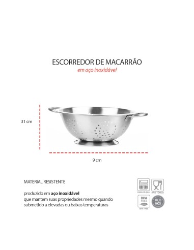 Escorredor Macarrao com Alça Lavador Massas...