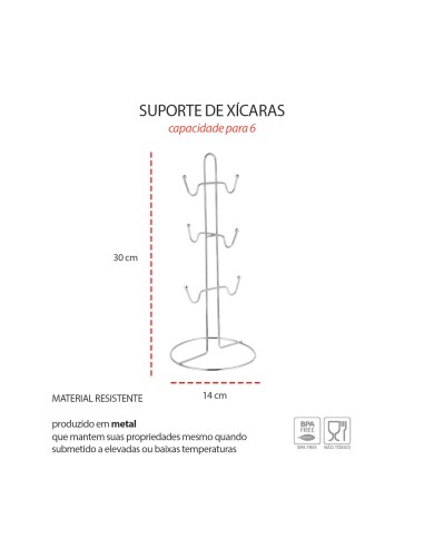 Porta Xicaras Suporte Organizador 6 Canecas...